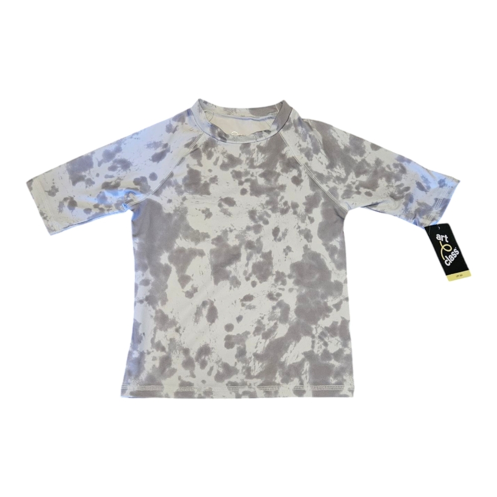 Boys Art Class Gray & White Short Sleeve UPF 50+ Swim Shirt Size S 6/7